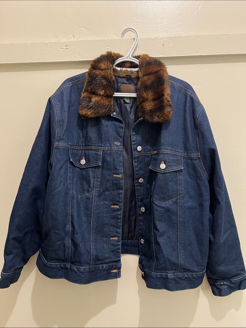 Ralph Lauren Denim Jacket with Faux Fur Collar - Dark Blue